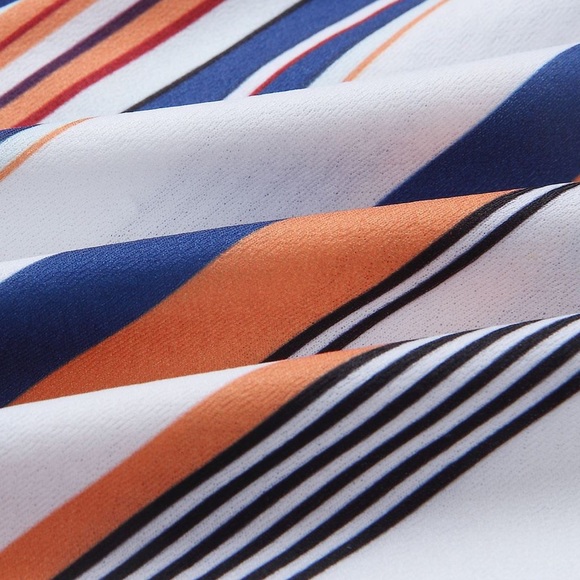 ♦️🆕Sweet Bow Tie Striped Romper Orange Navy - Picture 6 of 6